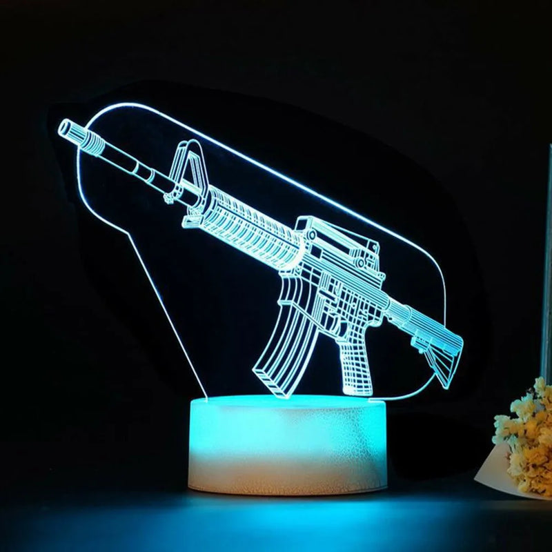 Decoração de LEDs - Game Rifle 3d Led Night Light Jogo rifle 3d led night light jogos desktop sala de decoração jogo atmosfera luz candeeiro